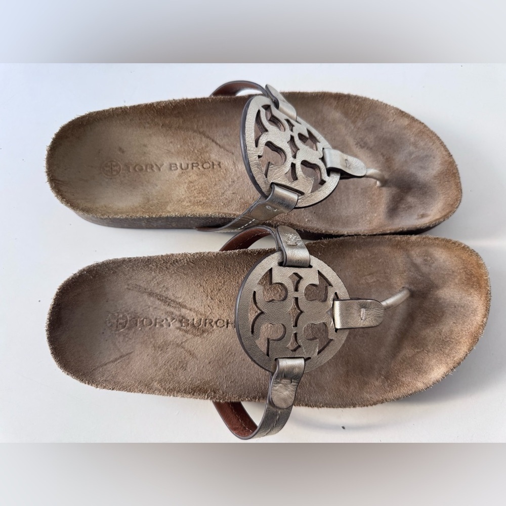 Tory Burch Miller Cloud Flip Flop Gold Sandals Shoes Size 8.5 - Picture 8 of 10
